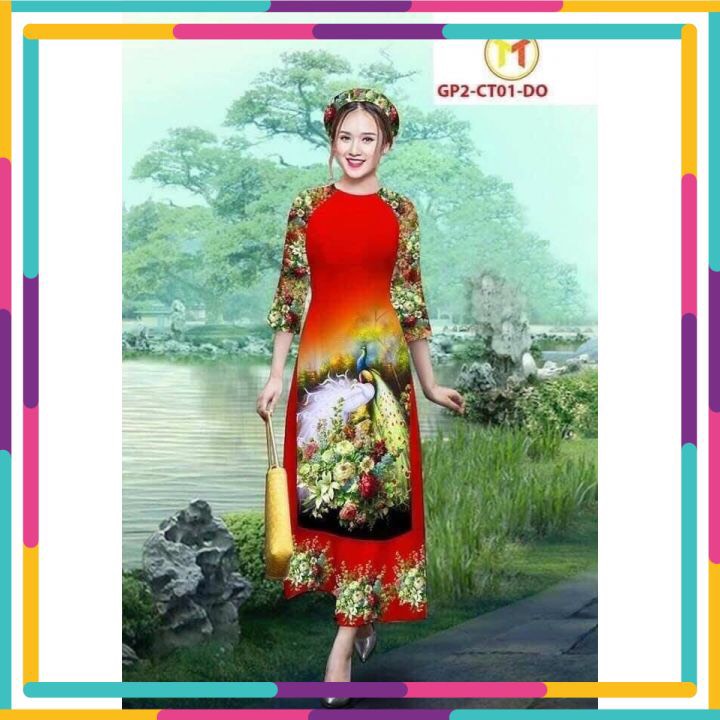 [KHUYẾN MẠI SỐC] Áo Dài Cách Tân Lụa Nhật IN HOA SIÊU ĐẸP