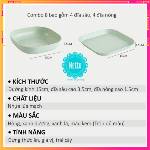 👌 ĐĨA LÚA MẠCH VUÔNG SET 8 👌 DỤNG CỤ NHÀ BẾP 👌 BỘ ĐĨA 👌
