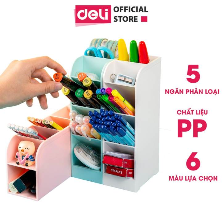 Kệ ống đựng bút, mỹ phẩm, đồ dùng văn phòng 5 ngăn Deli - Trang trí, sắp xếp đồ dùng gọn gàng - 8932/ 8933 - Hình ảnh 3