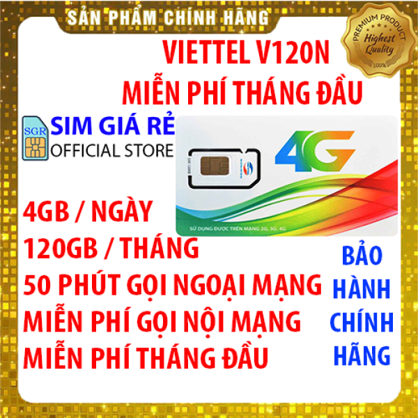 Sim 4G Viettel V120N gói 120Gb/tháng - 4Gb/ngày tốc độ cao 4G + 50 Phút gọi ngoại mạng + Gọi nội mạng miễn phí gần giống Sim 4G V90 - Miễn phí tháng đầu - Shop Sim Giá Rẻ