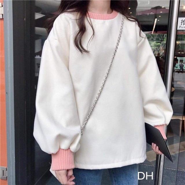 Áo nỉ trơn bo tay bo cổ lé DHO1019