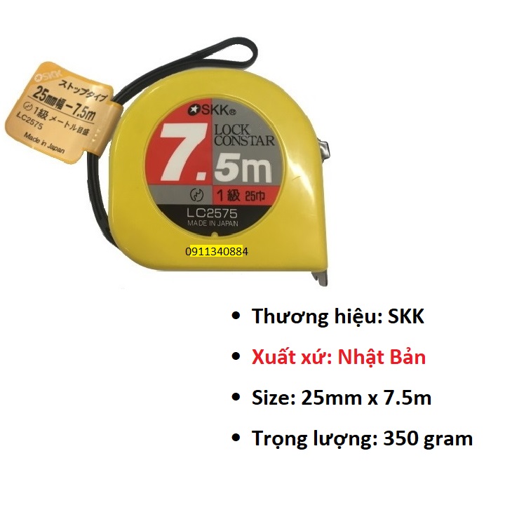 Thước cuộn thép 7.5m skk nhật bản - thước cuộn 7.5m - thước cuộn 7m - thước dây - thước cuộn nhật bản