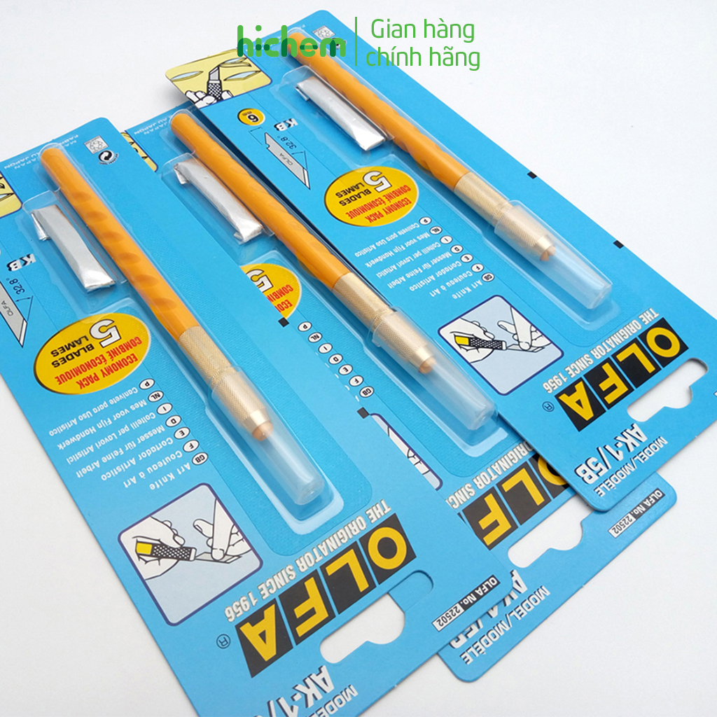 Dao Trổ OLFA AK-1 Cấu Trúc Gọn Nhẹ, Cán Có Khía, Cắt Chính Xác Tuyệt Đối 25 Lưỡi Đi Kèm - KM Keo Epoxy A/B Siêu Dính