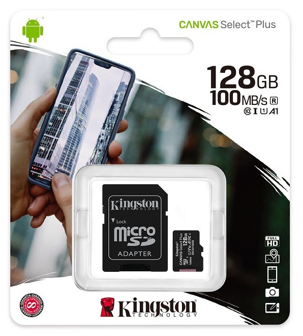 Thẻ nhớ Kingston Micro SDXC 128GB 100MB/s Canvas Select Plus C10 U1 A1 + Đầu đọc thẻ Micro