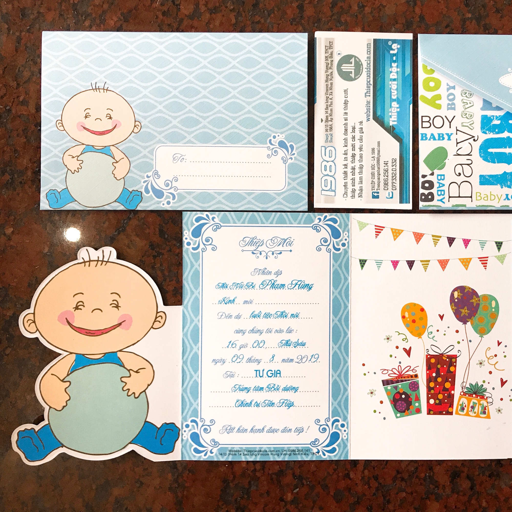 Combo 120 -Thiệp Thôi nôi, Sinh nhật, Đầy tháng bé trai