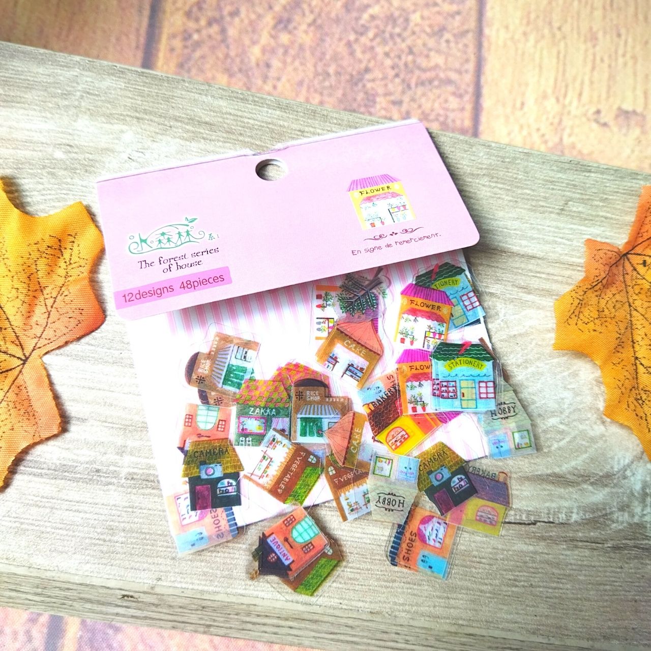 [HCM]Bộ 48 Sticker Hình Dán Mini Ngôi Nhà Hồng