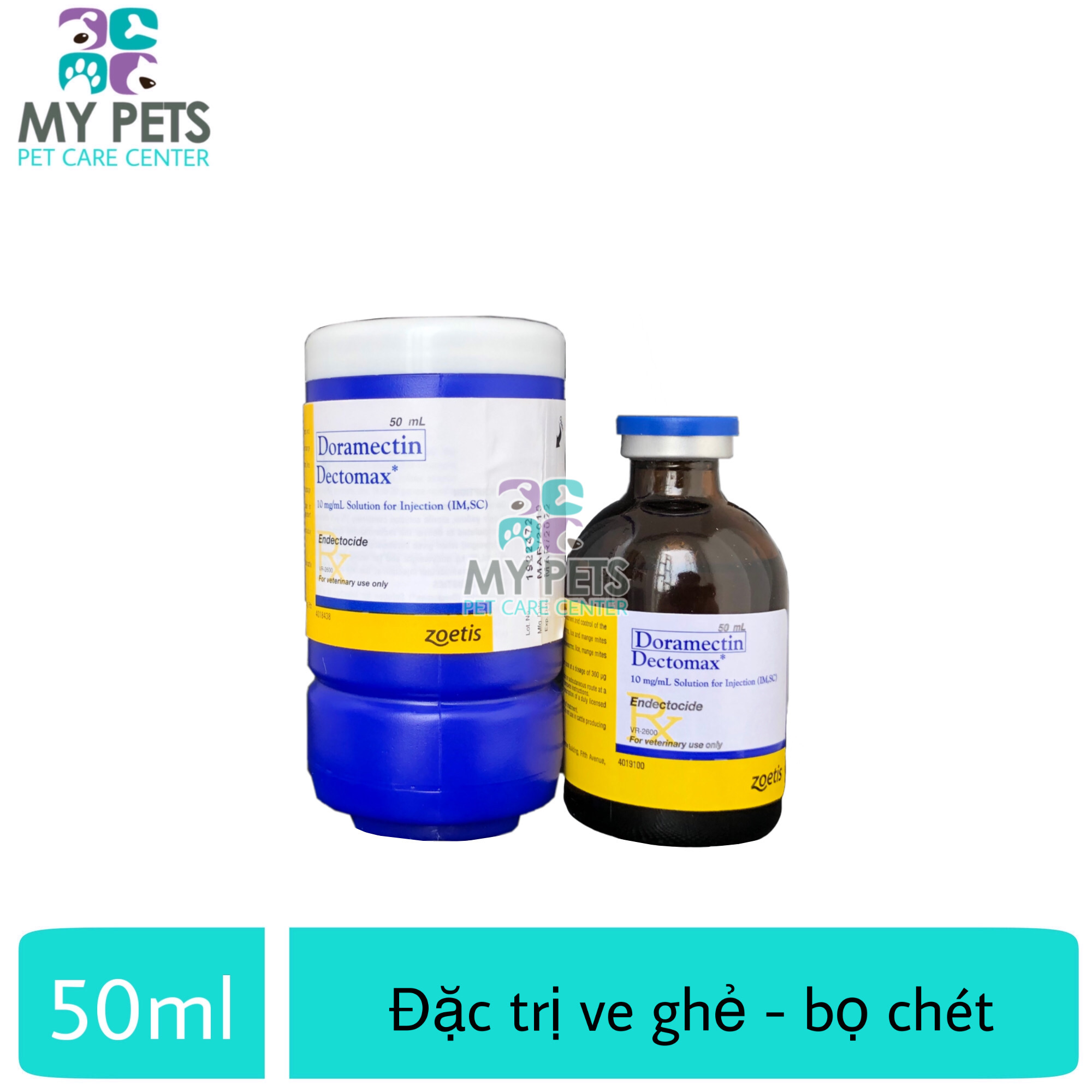 Thuốc Tiêm trị ve ghẻ, bọ chét cho chó mèo - Doramectin Detomax 50ml