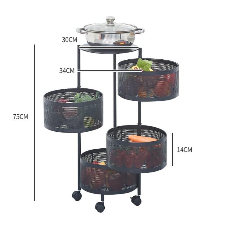 KỆ SẮT GIỎ TRÒN XOAY 360 ĐỘ ĐỰNG ĐỒ NHÀ BẾP
