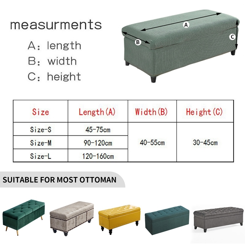 hot！【DT】✺✎  Elastic Footstool Cover Fleece Ottoman Slipcover Protector Rectangular Stool Covers for Room