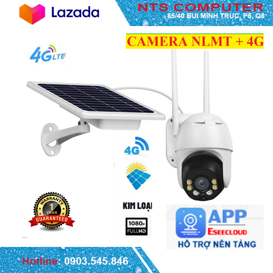 Camera ip Dùng sim 4G ESEECLOUD 4.0mp-năng lượng-xoay
