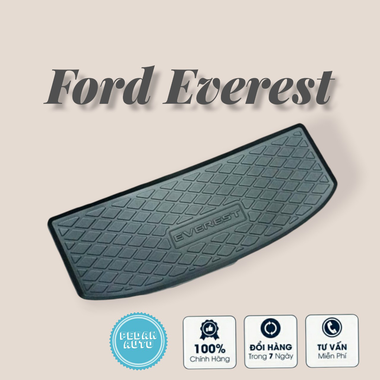 Lót cốp nhựa xe Ford Everest 2018-2019 2020 2021 Ko Mùi đúc nguyên khối và định hình 4D theo đúng biên dạng với cốp xe và model xe riêng