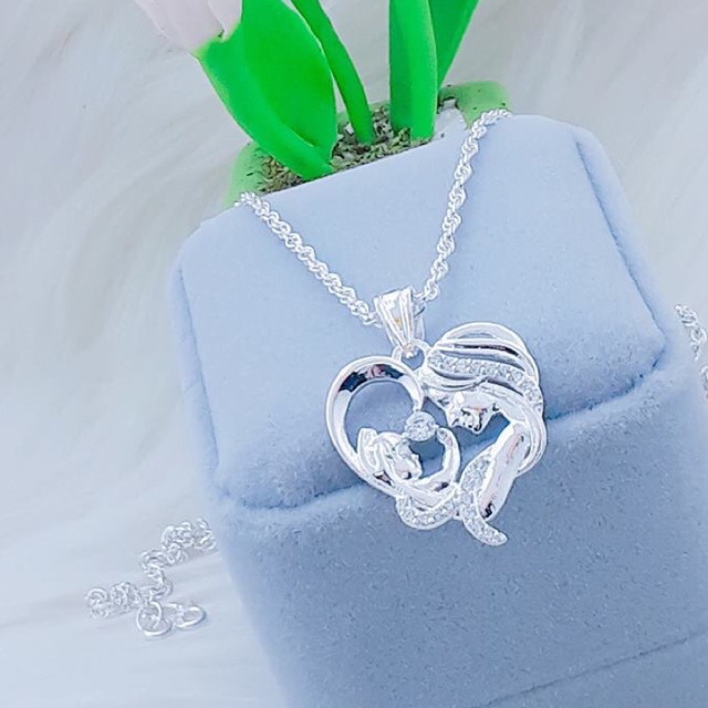 Giá gốc dây chuyền mặt mẫu tử bạc ta 925 - thj cam kết bạc chuẩn, giá tốt kèm bảo hành