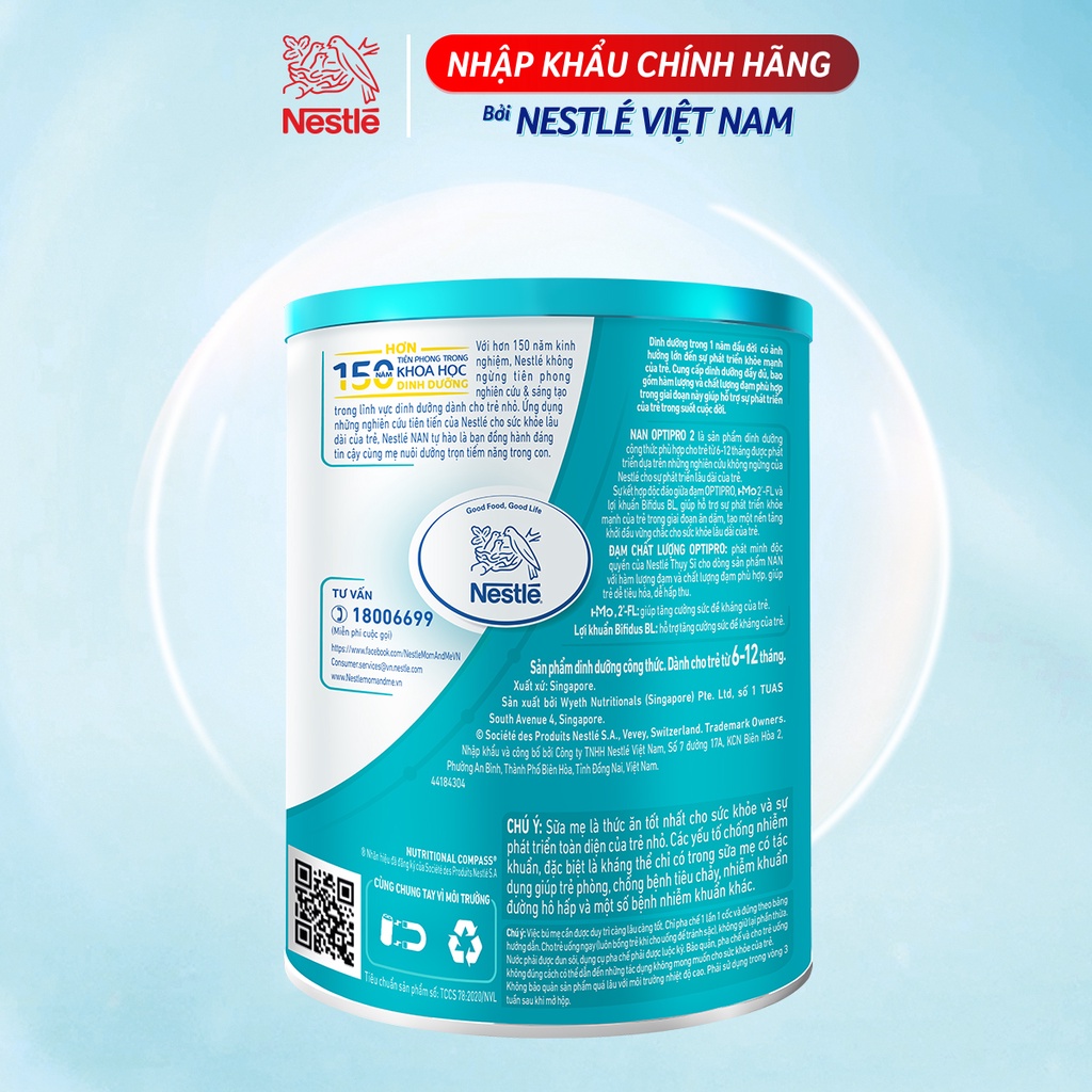 [Date T11/24][ FREESHIP MAX ]Sữa Bột Nestle NAN Optipro HMO số 2 lon 900g