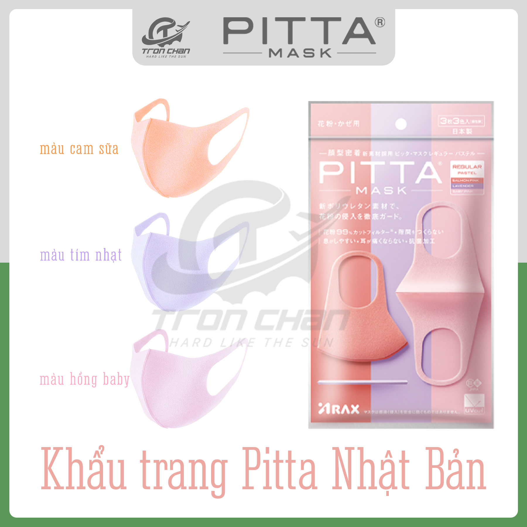 Khẩu Trang Pitta Nhật Bản Size Regular - Gói 3 cái