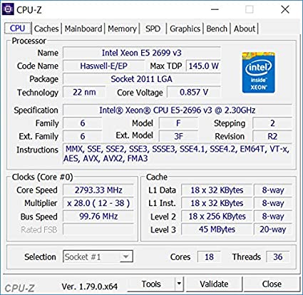 CPU INTEL XEON E5 2696V3 (18C/36T, 45M CACHE, 2.3GHZ TURBO 3.6GHZ) SOCKET 2011. Bảo hành 12T