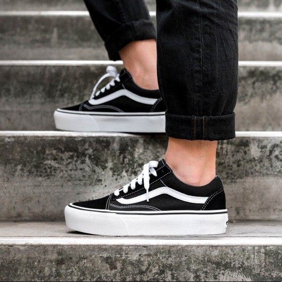 Giày Vans Chính Hãng Old Skool Platform Black/White Lazada