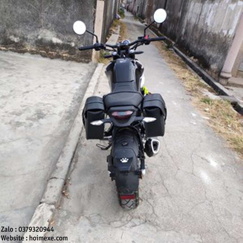 Cặp túi da treo hông xe máy chống nước 25cm