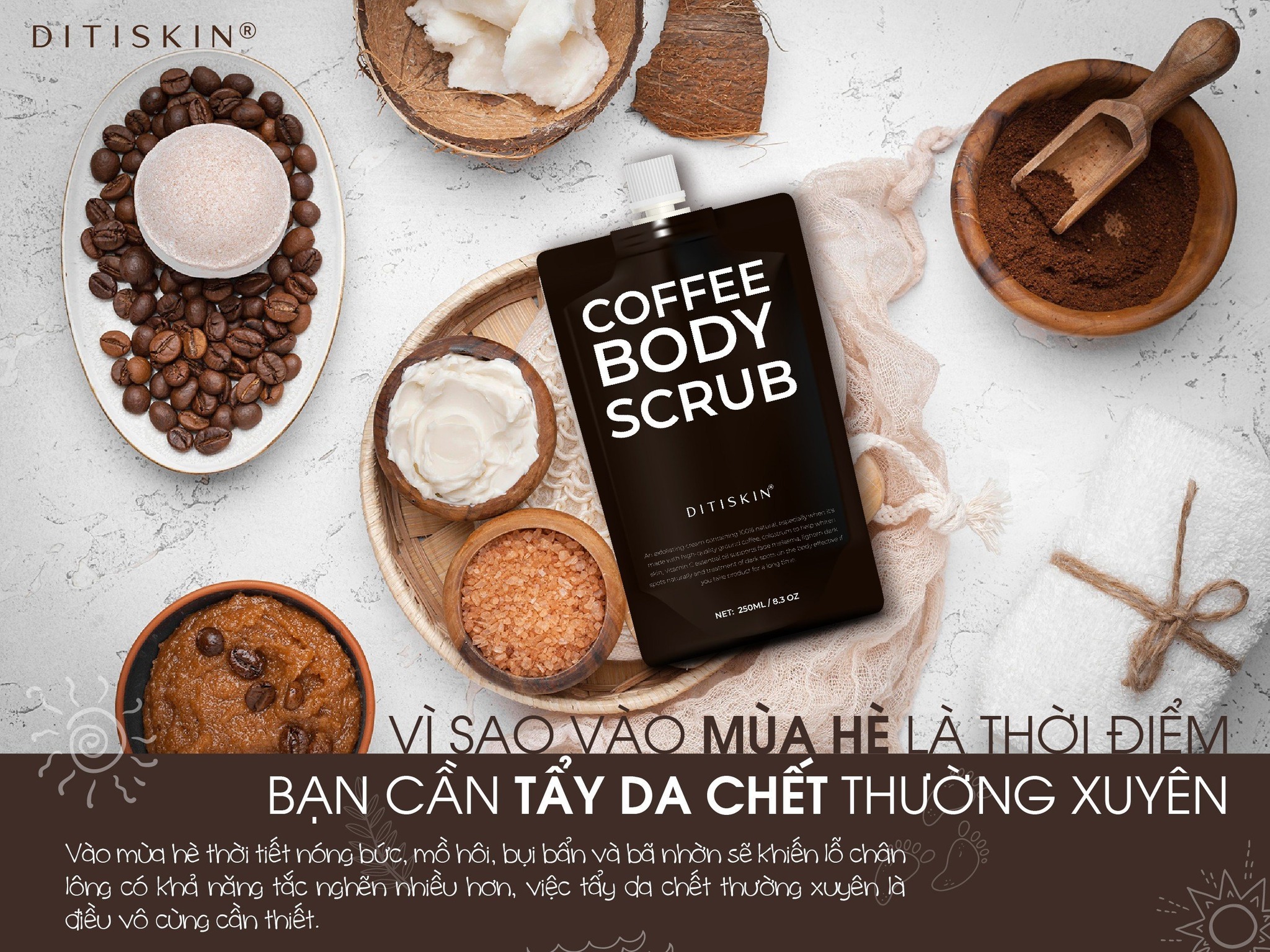 TẨY TẾ BÀO CHẾT CÀ PHÊ SỮA NON DITISKIN