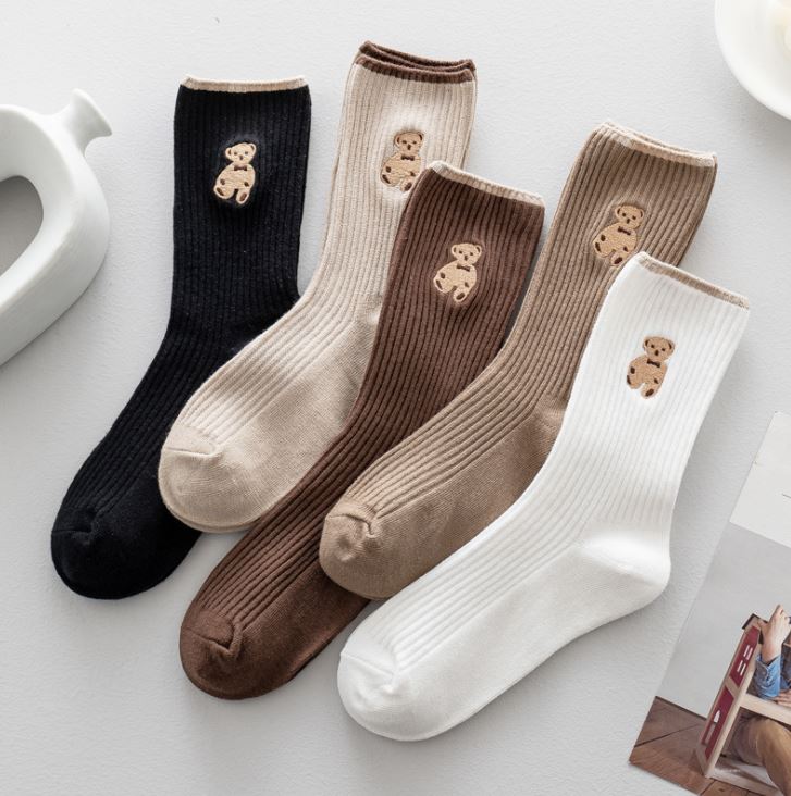 Set 5 Đôi Tất Vớ Nữ Cao Cổ Gấu Ms.Coffe Siêu HOT