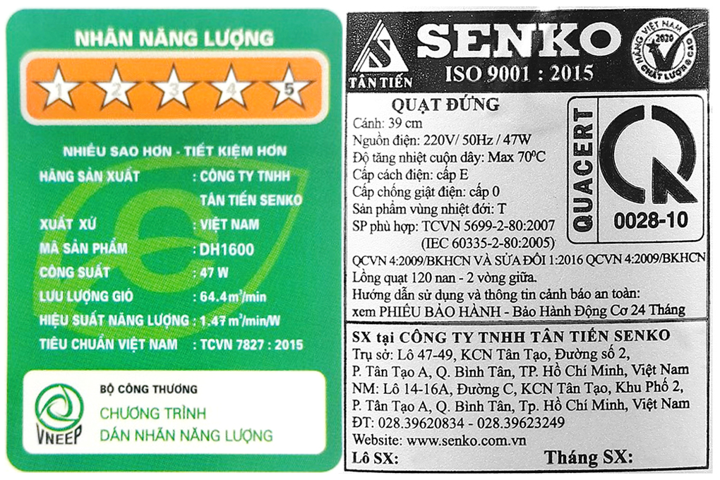 Quạt Điện Đứng Senko DH1600 Chính Hãng & Bảo Hành 2 Năm