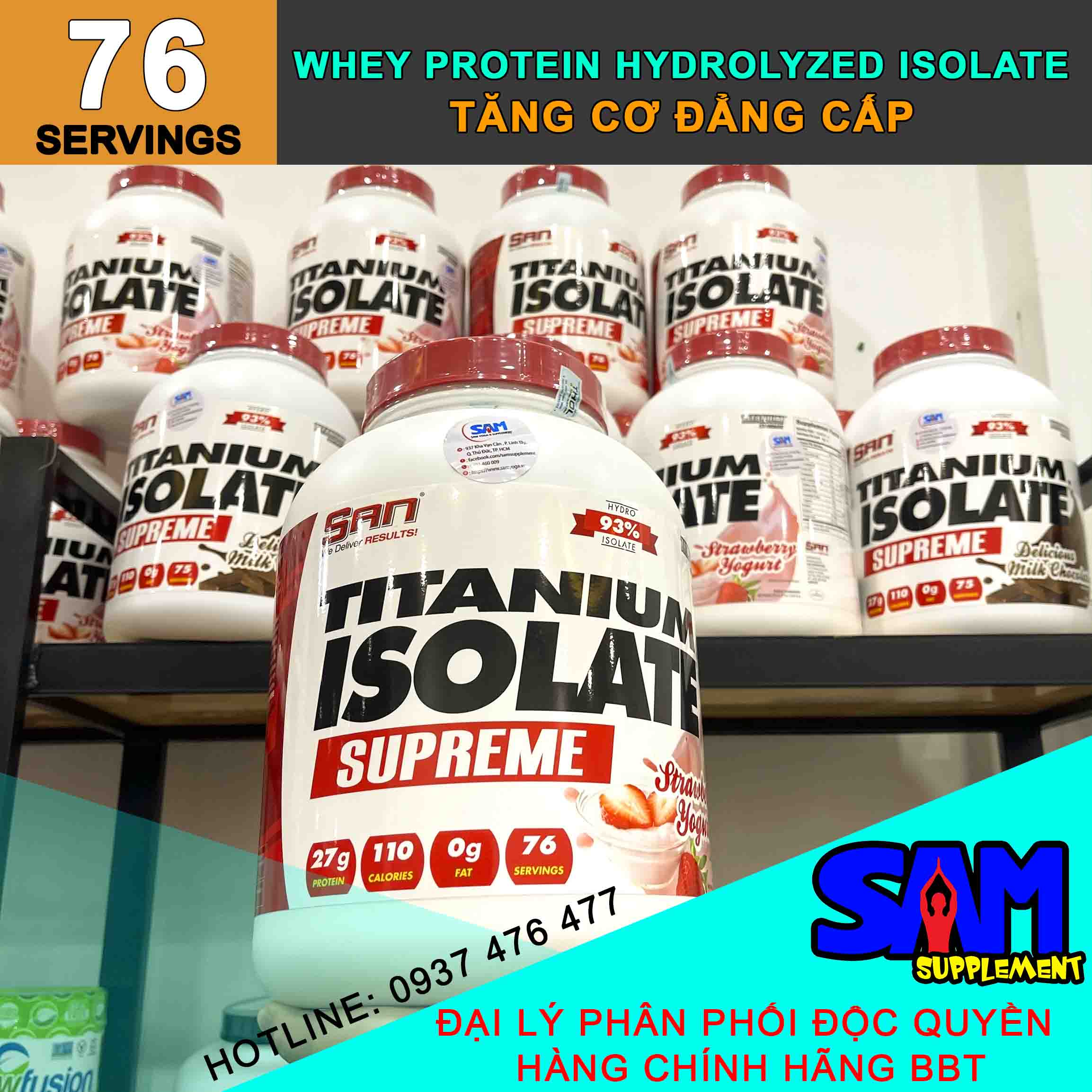 [Hàng Chính Hãng] S.A.N Titanium Isolate - Whey Protein Hydrolyzed Isolate siêu tinh khiết - Hấp thụ cực nhanh - Tăng cơ cực đỉnh - Tem nhãn chính hãng BBT, THOL