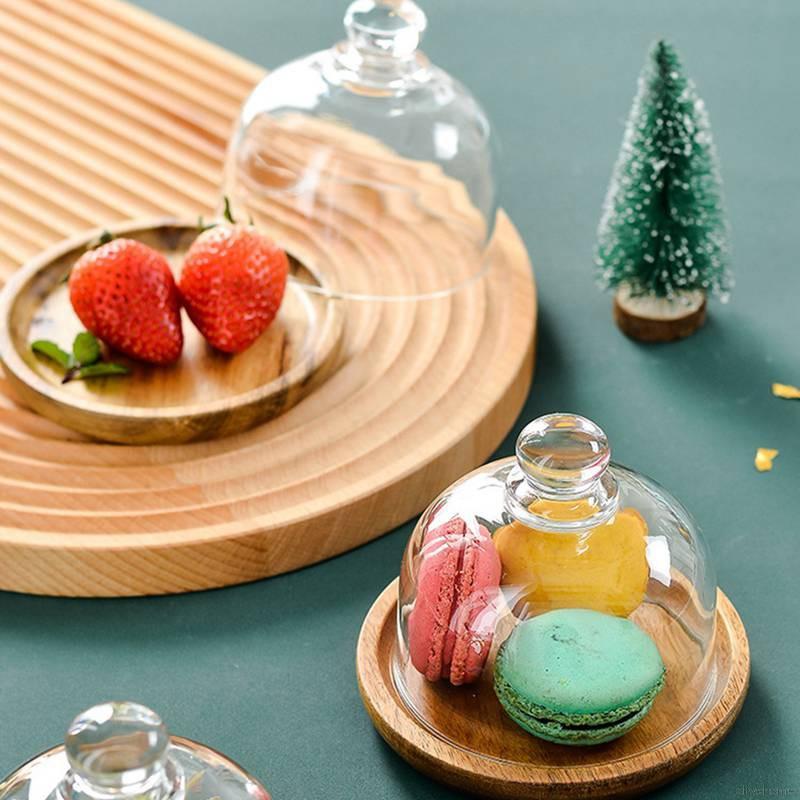 Khay đựng món tráng miệng có nắp đậy bằng thủy tinh