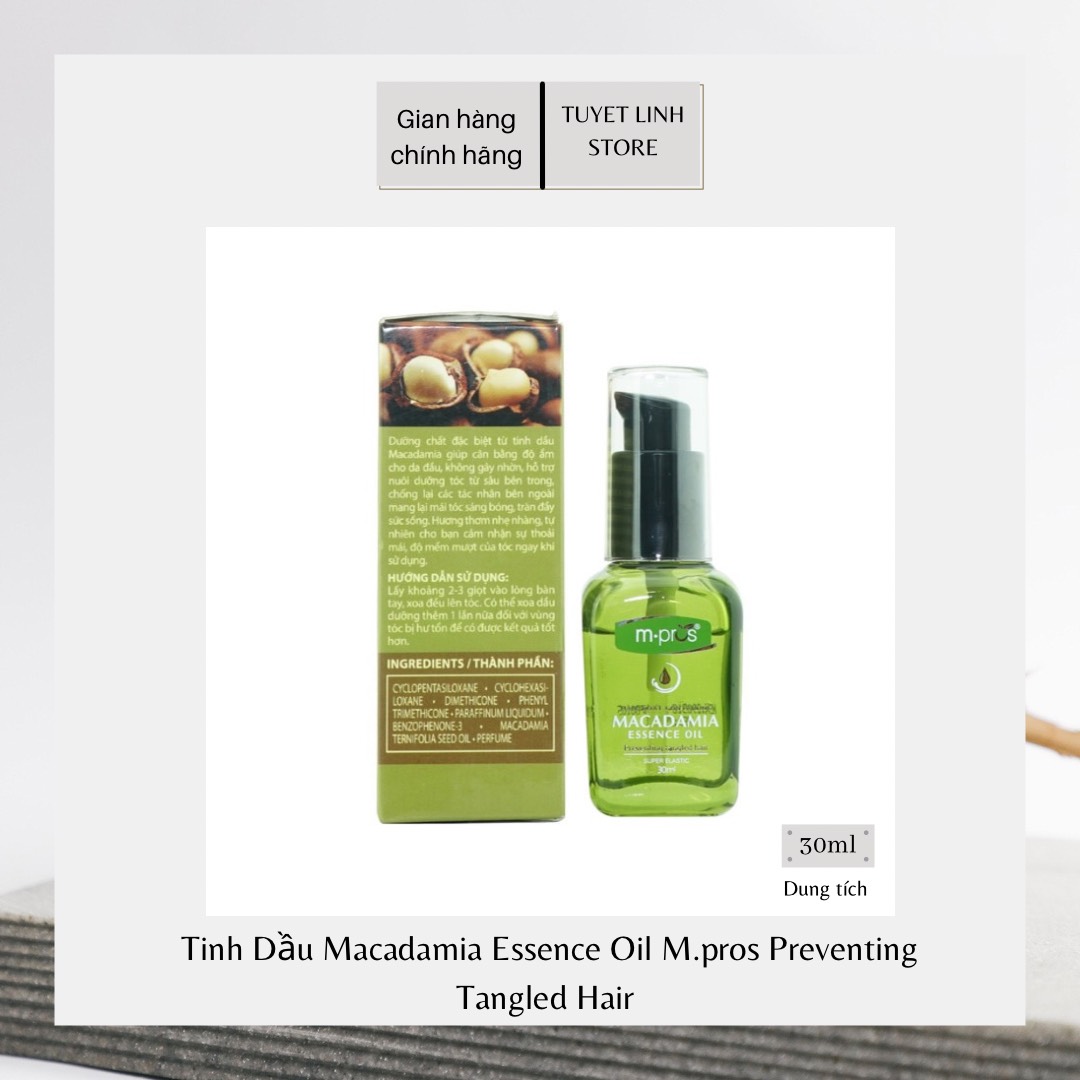 Tinh Dầu Dưỡng Làm Mềm Mượt Tóc, Chống Rối Xù Chiết Xuất Từ Macadamia M.pros Essence Oil Preventing Tangled Hair 30ml