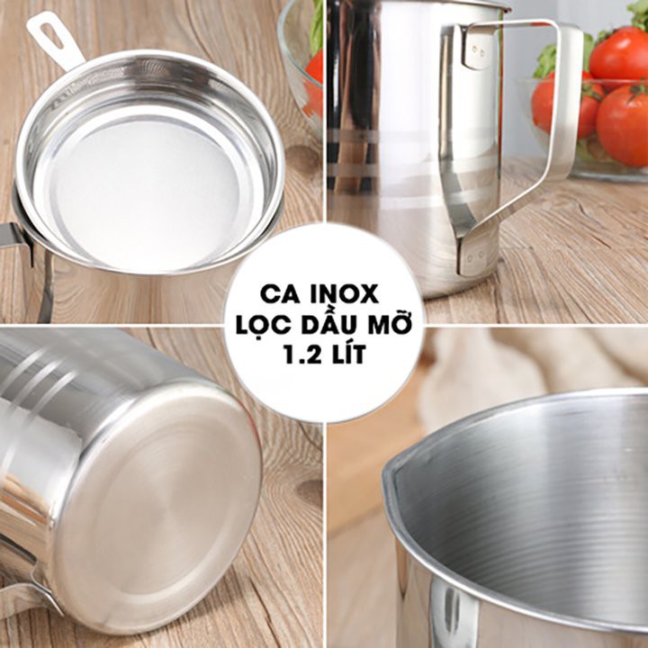Ca lọc cặn dầu ăn,mỡ inox 304 1,2 lít