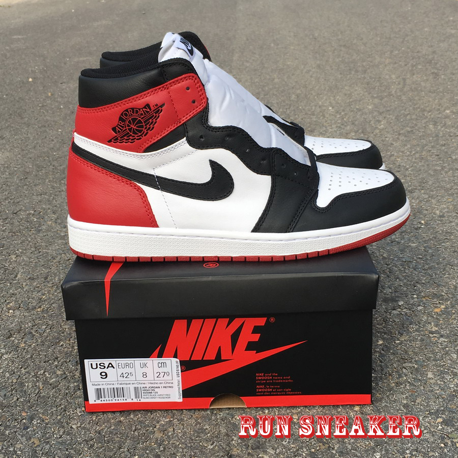 Giầy thể thao Air Jordan 1 High Black Toe đỏ trắng thời trang nam nữ