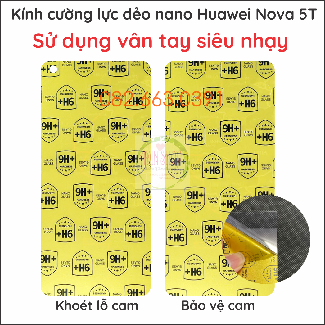 Dán cường lực Huawei Nova 5T / Nova 7i trong suốt nano dẻo siêu bền độ cường lực 9H+