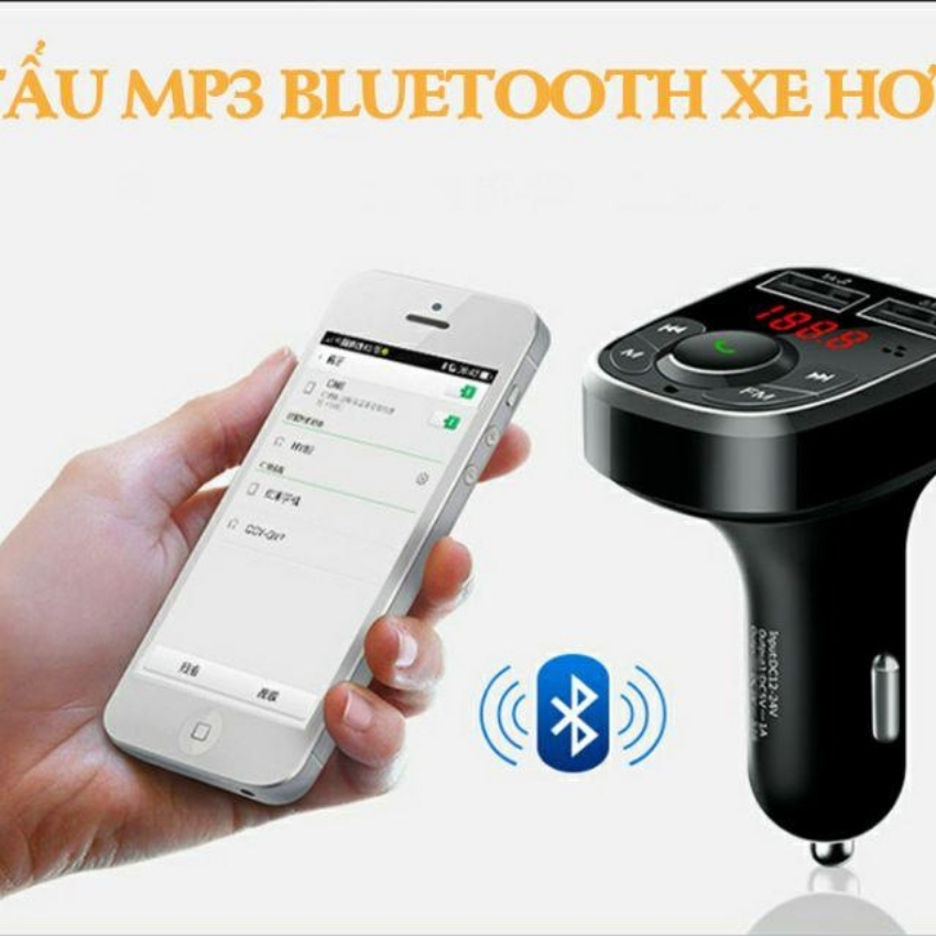 Tẩu sạc ô tô kiêm nghe nhạc MP3, kết nối điện thoại qua bluetooth, kết nối dàn âm thanh trên xe qua sóng FM 87.5