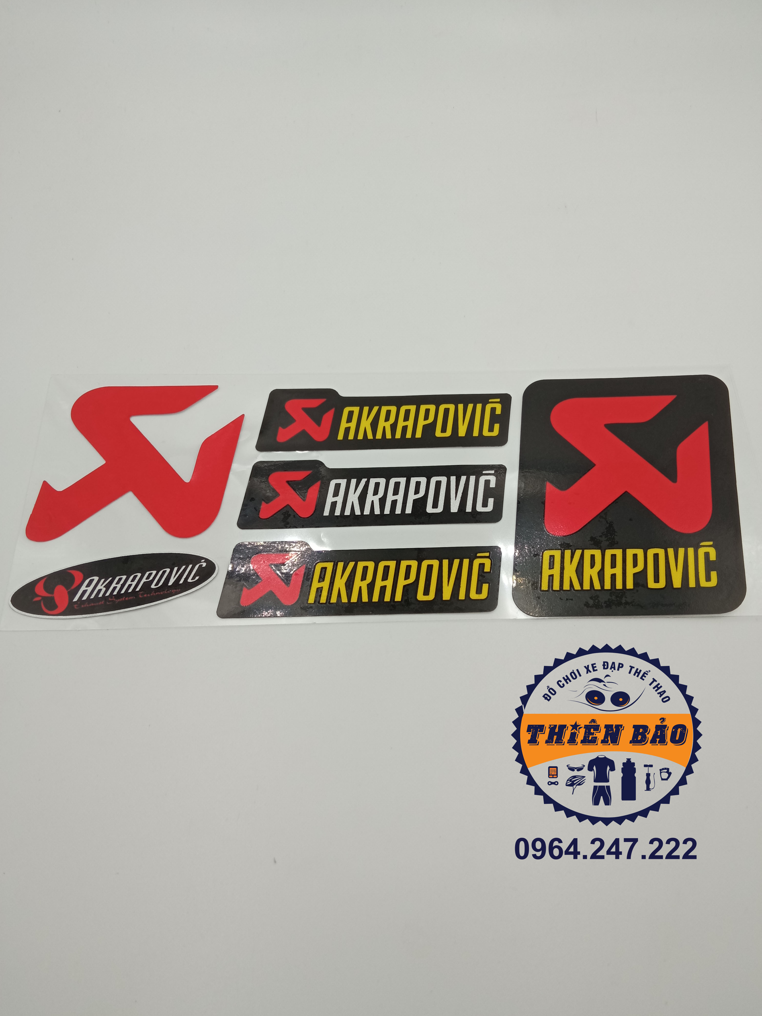 Combo 6 Tem dán pô Akrapovic Sticker dán pô xe, dán phuộc siêu chắc #84