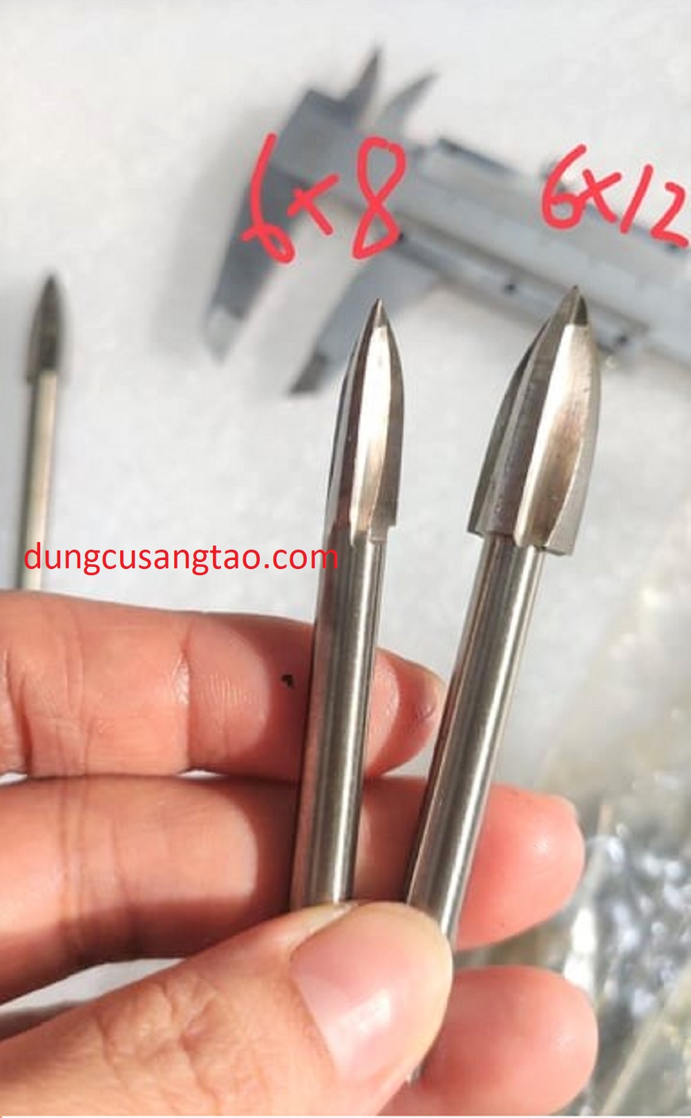 Mũi 3 khía cán 6mm (Điêu khắc gỗ, mũi phá thô cán 6mm). bộ 4 mũi