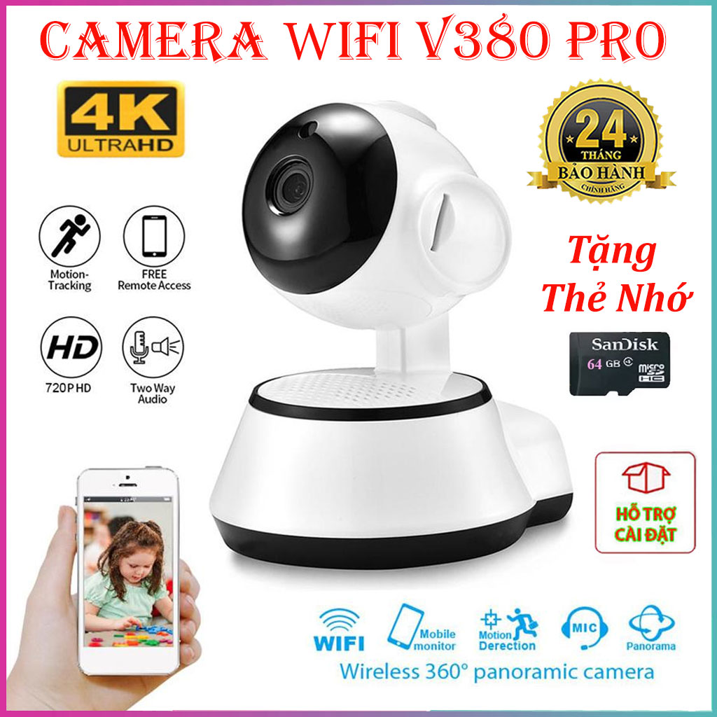 Camera giám sát không dây V380 Full HD 1080p, Camera Wifi IP chống trộm có hồng ngoại đàm thoại 2 chiều quan sát ngày đêm