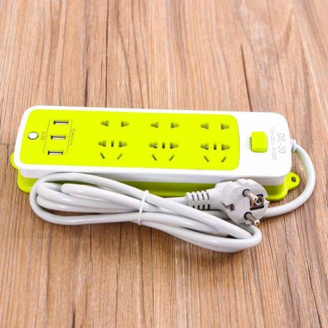 Ổ cắm điện 6 cổng kèm 3 cổng USB