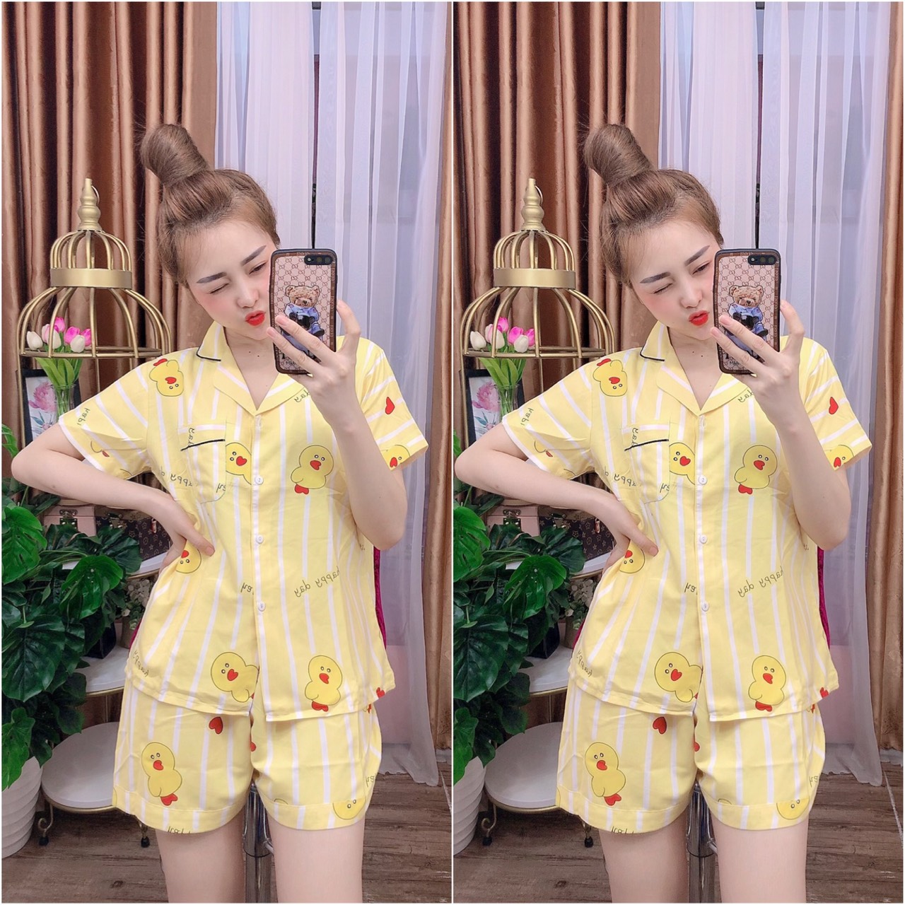 (45-68kg) Đồ bộ Pijama Bigsize Kate Thái cao cấp - Bộ Đùi (2XL)