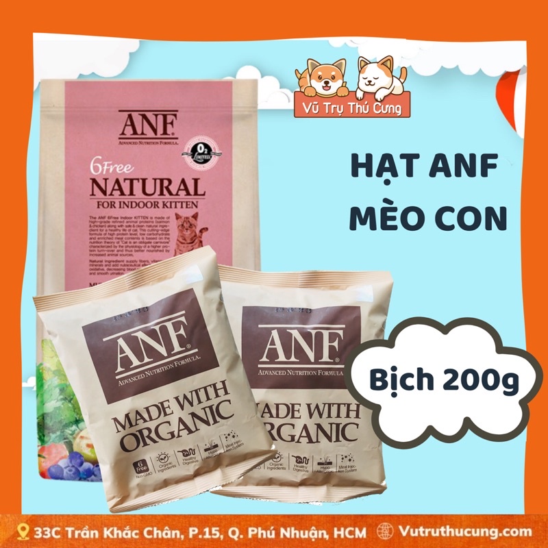 Thức ăn hạt ANF KITTEN dành cho Mèo con | Hạt hữu cơ dành cho mèo, tiêu búi lông mèo