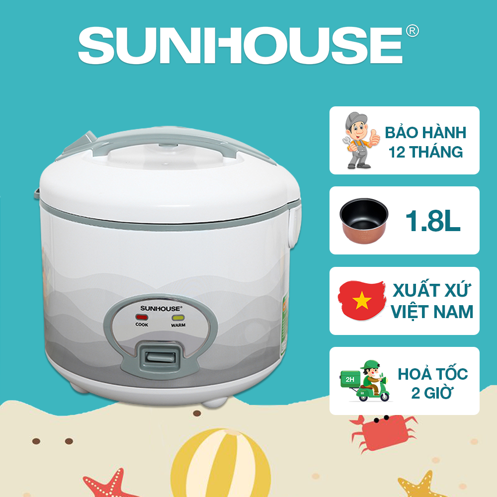 Nồi cơm điện 1.8l sunhouse shd8602 - bảo hành 12 tháng