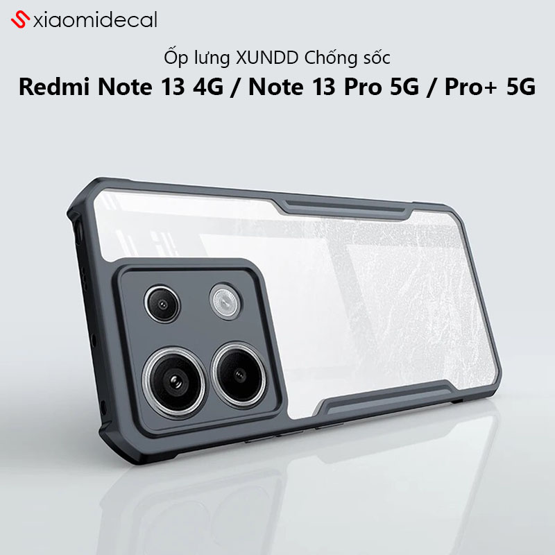 Ốp lưng xundd redmi note 13 4g / note 13 pro 5g / note 13 pro+ 5g mặt lưng trong, viền tpu, chống sốc