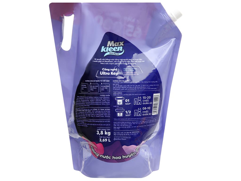 Nước giặt xả MaxKleen túi 3.8 lít
