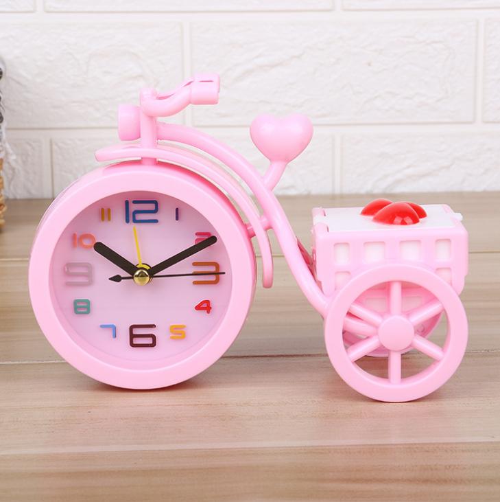 Đồng hồ báo thức để bàn xe đạp siêu kute - HỒNG