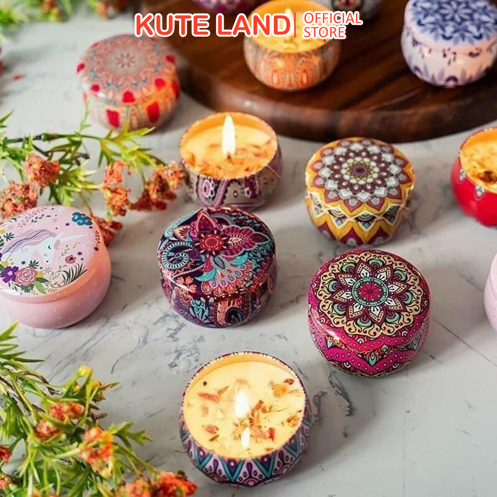 Nến Thơm Tarot Làm Từ Hoa Khô Thiên Nhiên Dùng Được 10 - 15 Tiếng Đựng Trong Hộp Thiếc To Đẹp Phong Cách Bắc Âu