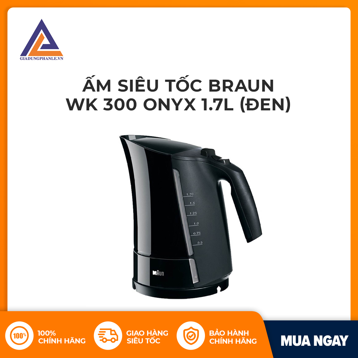 Ấm siêu tốc Braun WK 300 ONYX 1.7L (Đen)