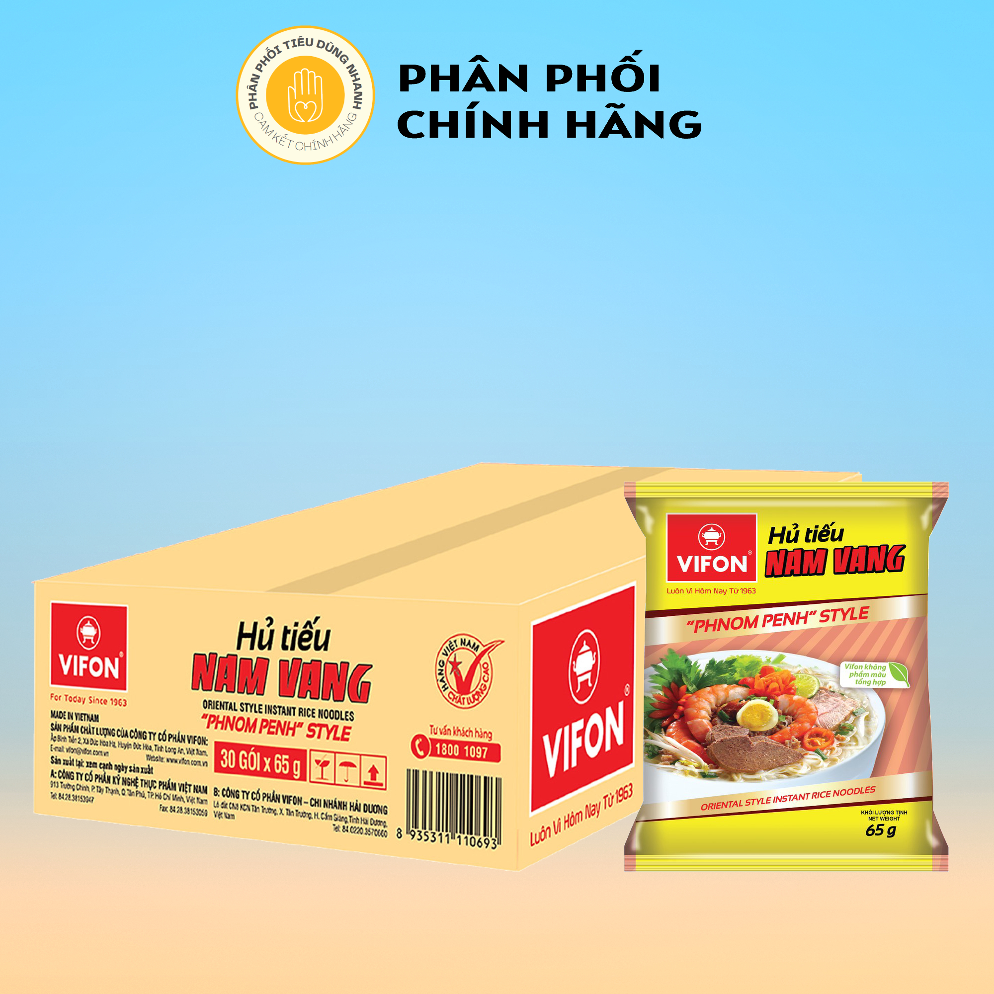 Thùng 30 Gói Hủ Tiếu Nam Vang Vifon 65g/Gói