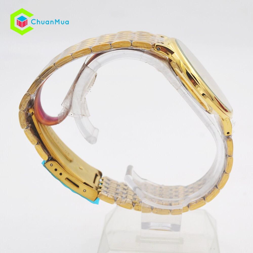 đồng hồ nam baishuns dây vàng mặt đen BS1012
