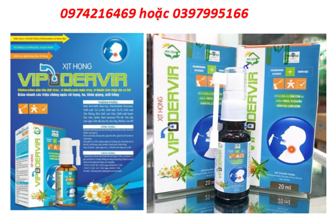 Xịt họng vipodervir chai 20ml