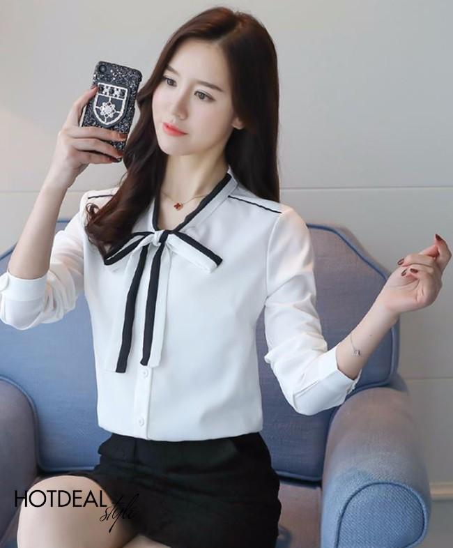 Áo sơ mi thắt nơ Tami