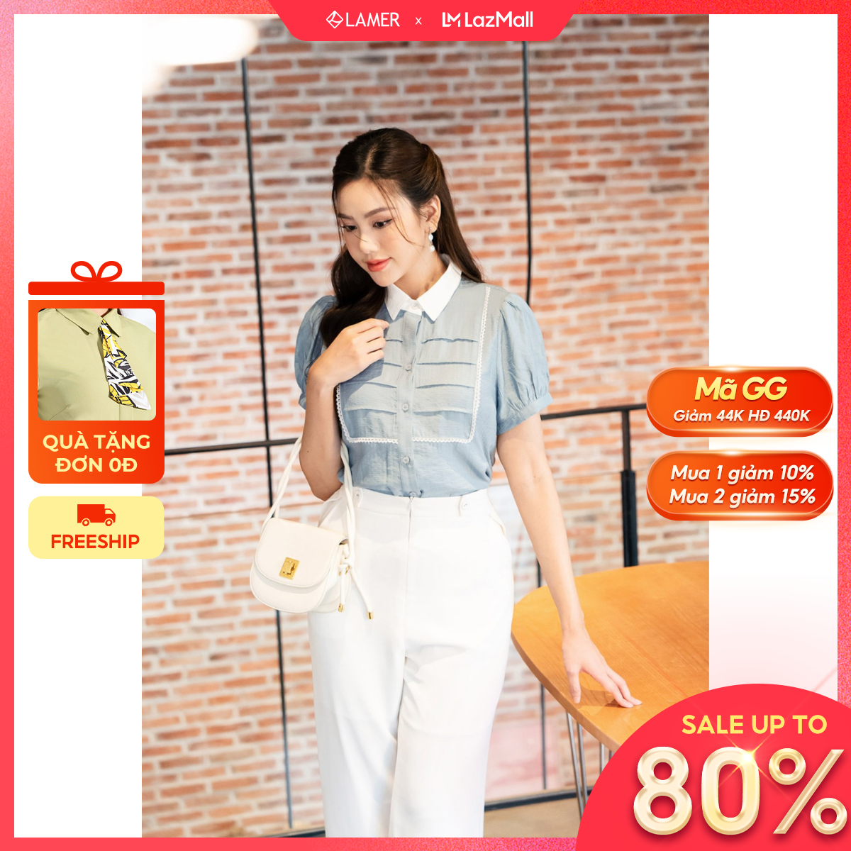 Áo sơ mi nữ phối cổ LAMER L61H23H025