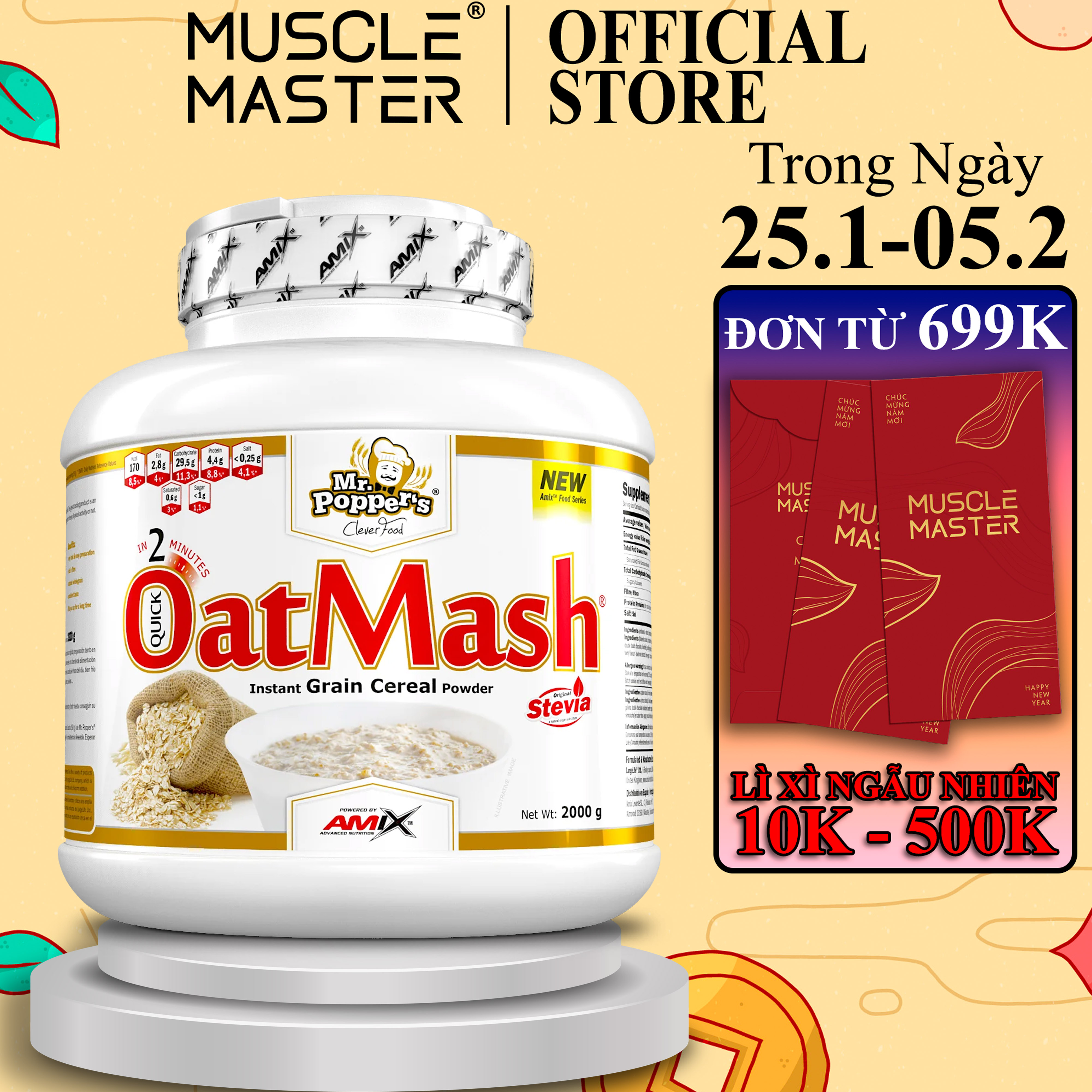 Yến Mạch Bột Pha Nước Mr Popper's OatMash 2Kg