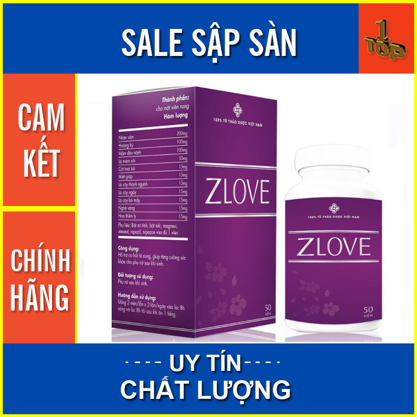 [HCM]Viên Uống ZLOVE - Hỗ Trợ Se Khít Vùng Kín An Toàn Cho Phụ Nữ - Hộp 50 viên - Top1pharmacy